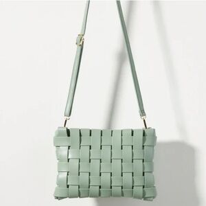 Anthropologie Lindy Woven Clutch, Mint Green